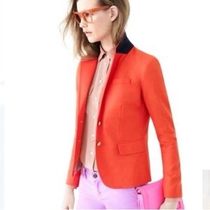J Crew Red Wool Blend School Boy Riding Blazer Jacket Sz 2/XS Two Gold Buttons